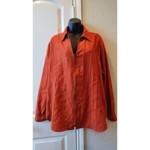 Westbound Blouse Blazer Women's 1X Orange Pleated Long Sleeve